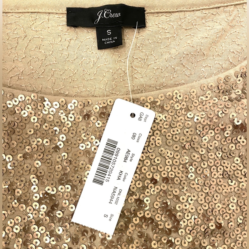 J.Crew Gold Sequin Drapey Boatneck Top - Picture 4 of 4